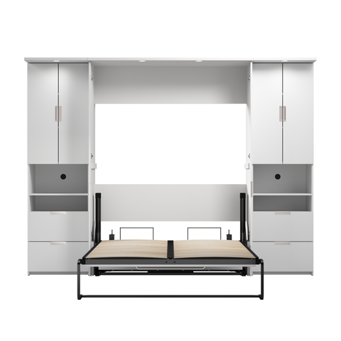 Lit escamotable double avec bureau et 2 armoires (107L)