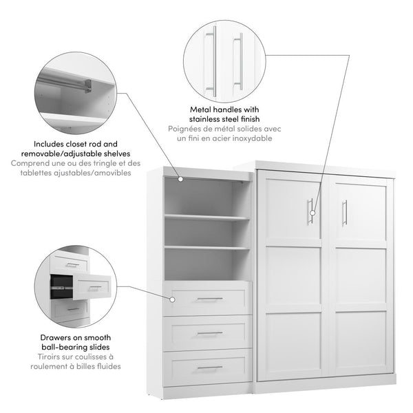 Queen Murphy Bed and Shelving Unit with Drawers (101W)