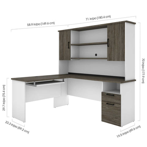 Bureau en L avec huche