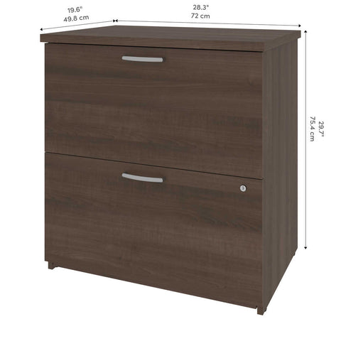 Bureau en U 66L avec huche, classeur latéral et bibliothèque