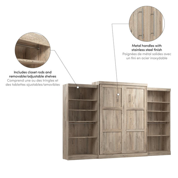 Grand lit escamotable avec 2 étagères (137L)