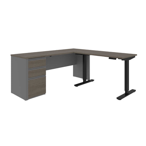 Bureau assis-debout en L 72L avec caisson