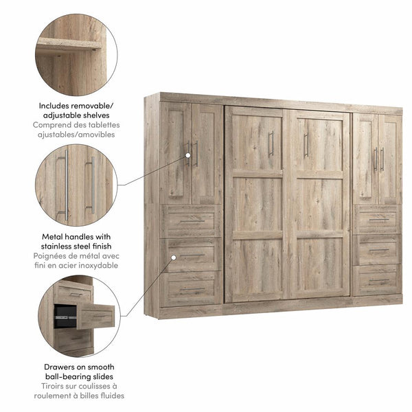 Lit escamotable double avec armoires-penderies (109L)