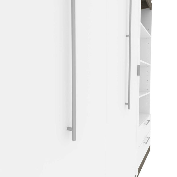 Queen Murphy Bed and 2 Shelving Units with Drawers (125W)