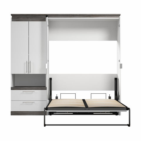 Full Murphy Bed with Storage Cabinet and Pull-Out Shelf (91W)