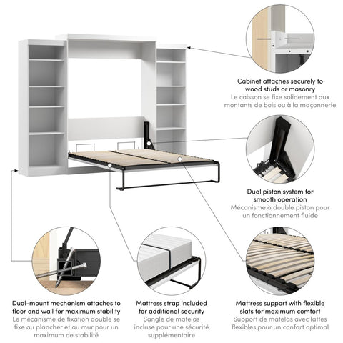 Grand lit escamotable et 2 étagères (115L)