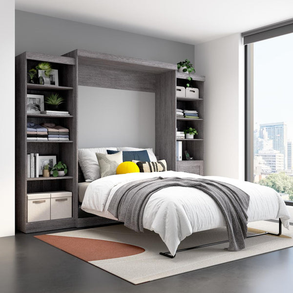 115W Queen Size Murphy Bed with Pull-Out Desk and Storage