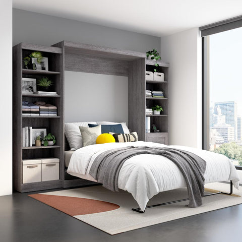 115W Queen Size Murphy Bed with Pull-Out Desk and Storage