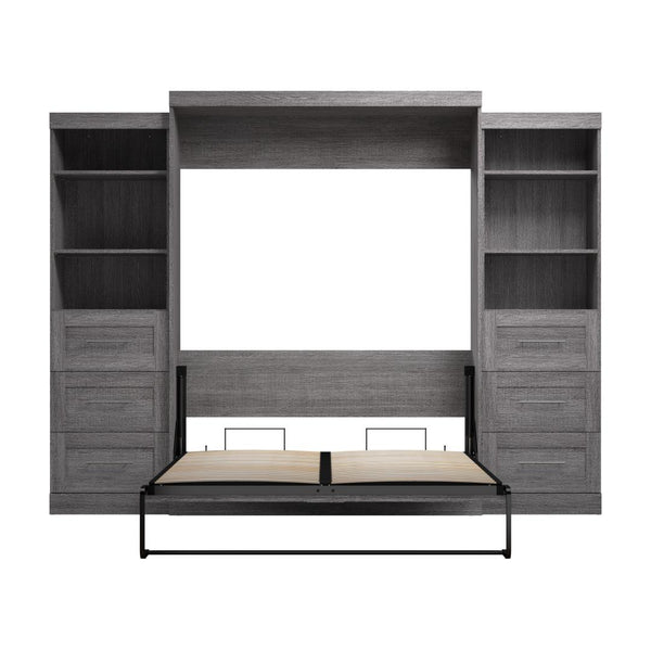 Queen Murphy Bed and 2 Shelving Units with Drawers (115W)
