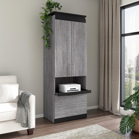 Grande armoire 30L avec portes, tiroirs et tablette coulissante
