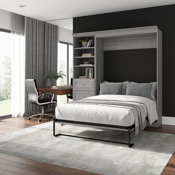 Lit escamotable double et organisateur de garde-robe avec tiroirs (84L)