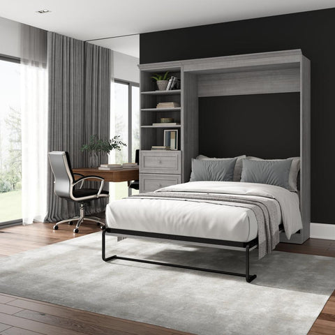 Lit escamotable double et organisateur de garde-robe avec tiroirs (84L)