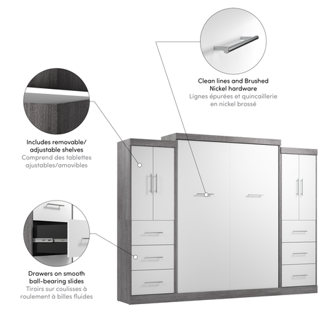 Queen Murphy Bed with 2 Wardrobes (115W)