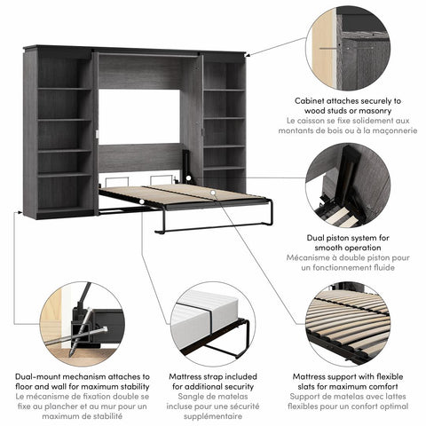 Full Murphy Bed with Shelves (120W)