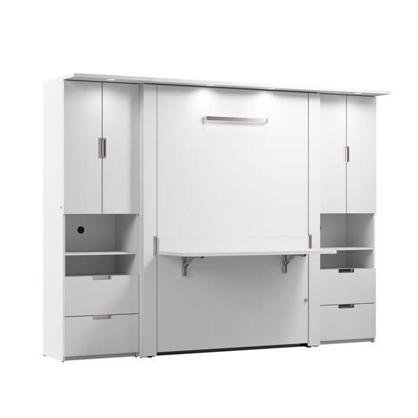 Lit escamotable double avec bureau et 2 armoires (107L)