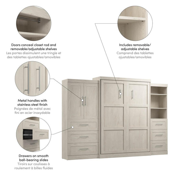 Queen Murphy Bed with Open and Concealed Storage (126W)