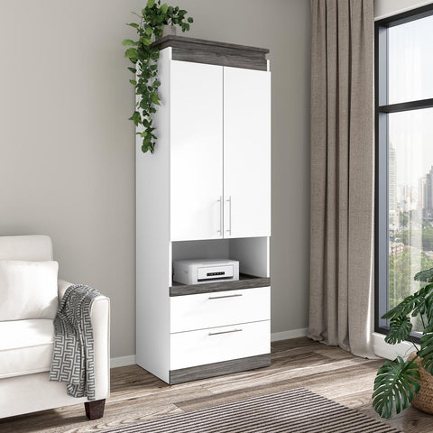 Grande armoire 30L avec portes, tiroirs et tablette coulissante