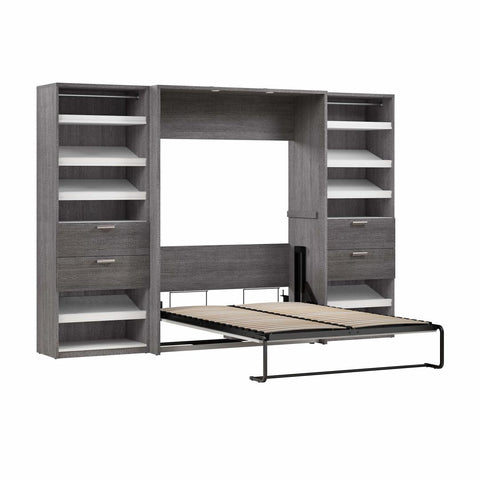 Lit escamotable double avec 2 organisateurs de garde-robe avec tiroirs (119L)