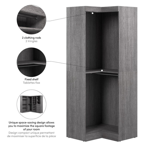 Contemporary Corner Closet System, 33W x 33D