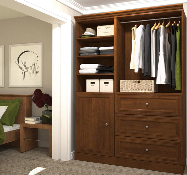 Traditional Closet System with Shelves, Drawers, Clothing Rods & Doors, 61W x 20D