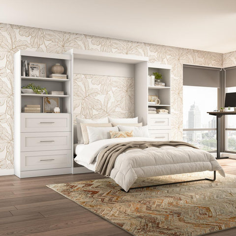 Grand lit escamotable et 2 étagères avec tiroirs (126L)