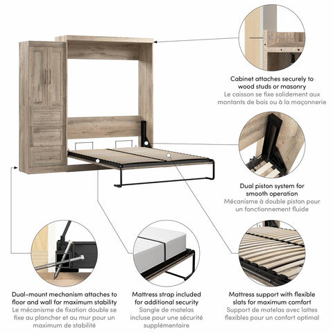 Queen Murphy Bed with Closet Storage Cabinet (89W)
