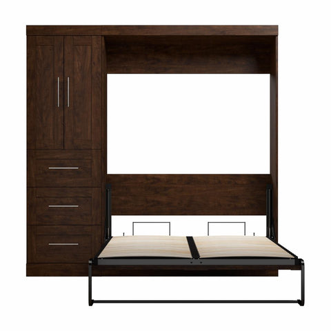 Lit escamotable double avec organisateur de garde-robe avec tiroirs (84L)