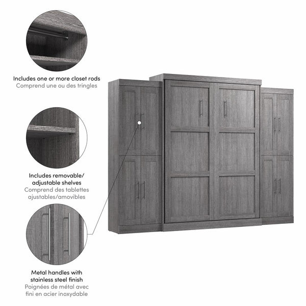Grand lit escamotable avec armoires (115L)