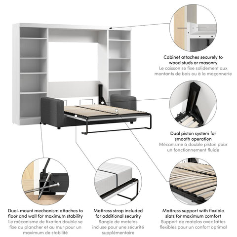 Full Murphy Bed with Sofa and Shelving Units (109W)