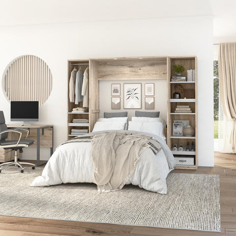 Lit escamotable double avec 2 organisateurs de garde-robe (99L)