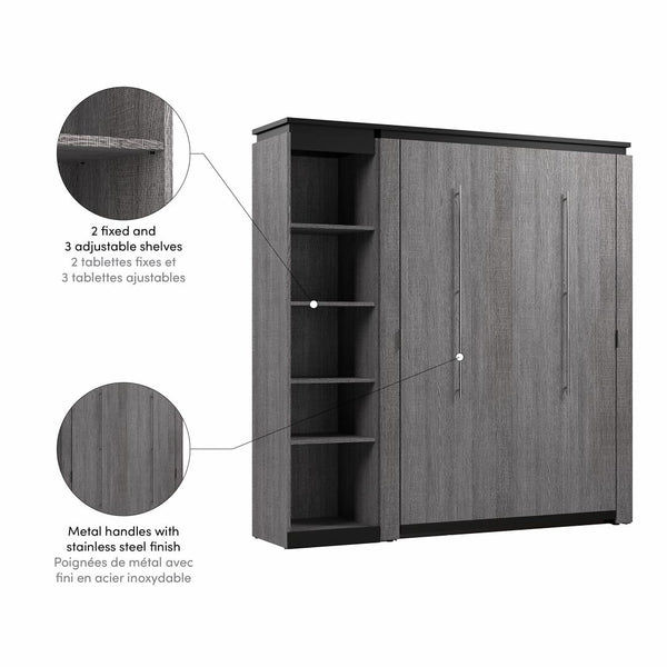 Lit escamotable double avec étagère (81L)