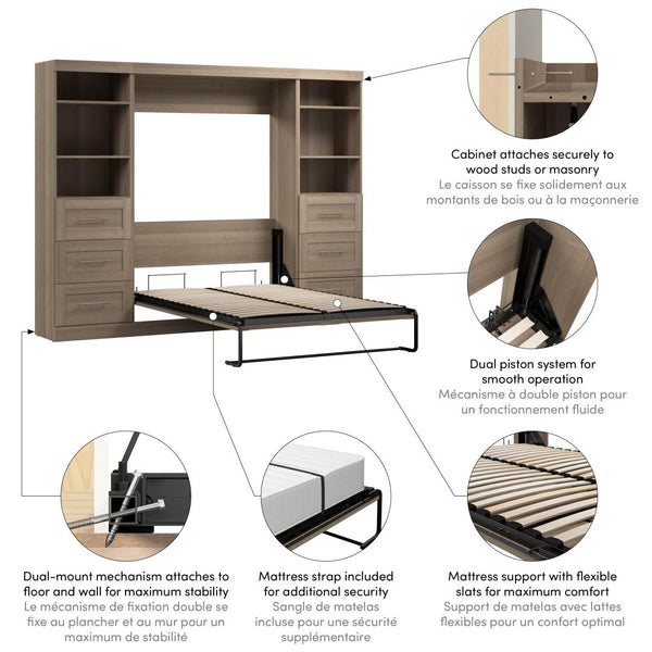 Full Murphy Bed and 2 Shelving Units with Drawers (109W)