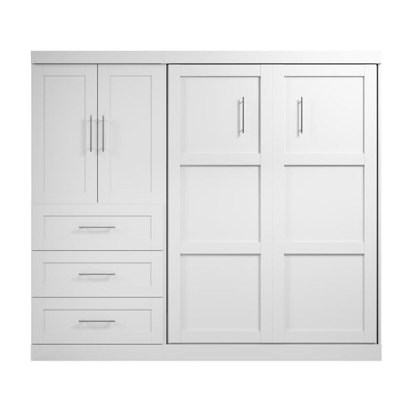 Lit escamotable double et armoire avec tiroirs (95L)
