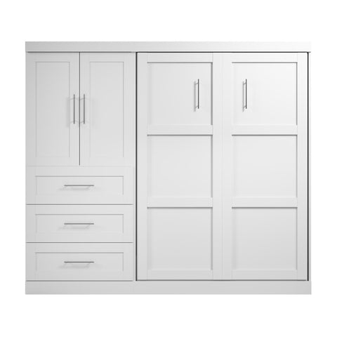 Lit escamotable double et armoire avec tiroirs (95L)
