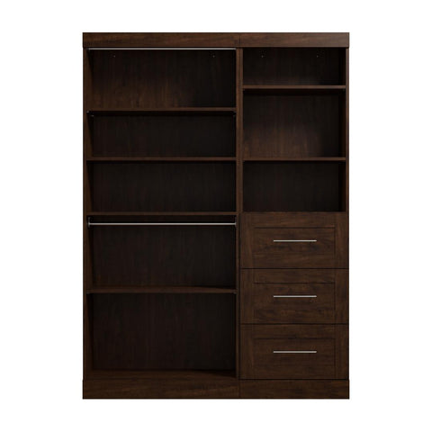 Contemporary Closet System with Shelves, Drawers & Clothing Rods, 61W x 19D