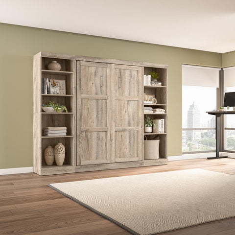 Lit escamotable double avec 2 étagères (109L)