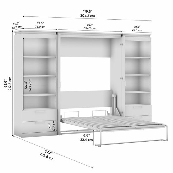Full Murphy Bed with Shelves and Drawers (120W)