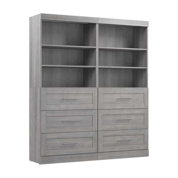 Contemporary Closet System with Shelves, Drawers & Clothing Rods, 72W x 19D