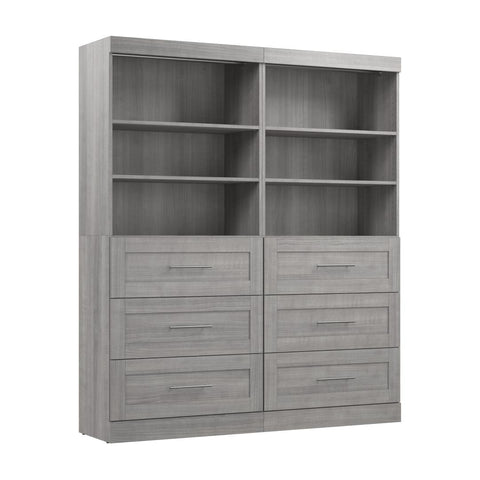 Contemporary Closet System with Shelves, Drawers & Clothing Rods, 72W x 19D
