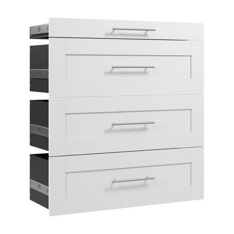 Ensemble de 4 tiroirs Shaker pour organisateur de garde-robe modulaire pour walk-in ou placard avec tablettes 36L x 16P Florence