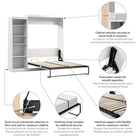 Queen Murphy Bed with Closet Organizer (90W)