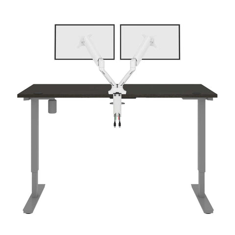 Bureau assis-debout 60L x 30P avec support double pour moniteurs