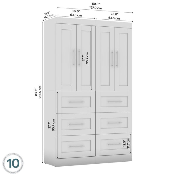Contemporary Closet System with Doors & Drawers, 50W x 19D