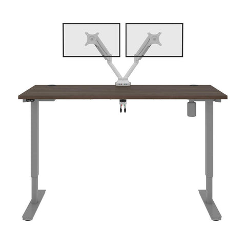 Bureau assis-debout 60L x 30P avec support double pour moniteurs