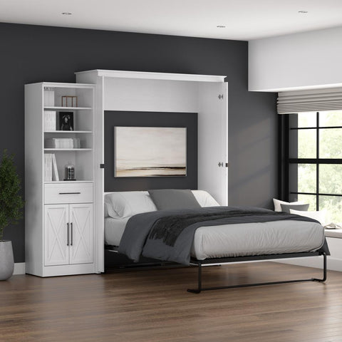 Queen Murphy Bed and Closet Organizer with Drawer and Doors (94W)