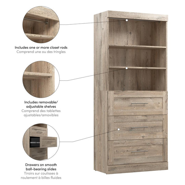 Organisateur de garde-robe avec tiroirs, 36L