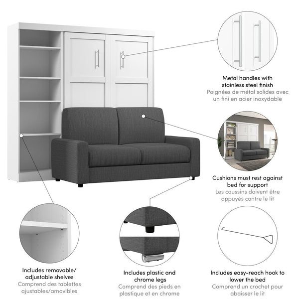 Full Murphy Bed with Sofa and Shelving Unit (90W)