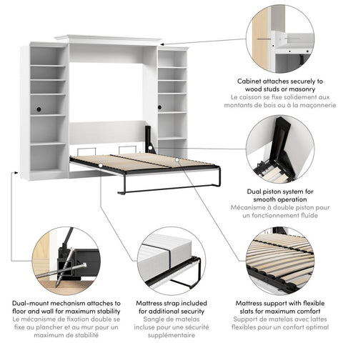 Grand lit escamotable et 2 organisateurs de garde-robe (115L)