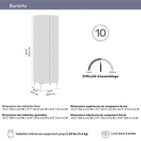 24W Modular Tall Storage Cabinet with Doors