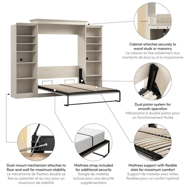 Queen Murphy Bed and 2 Closet Organizers (115W)